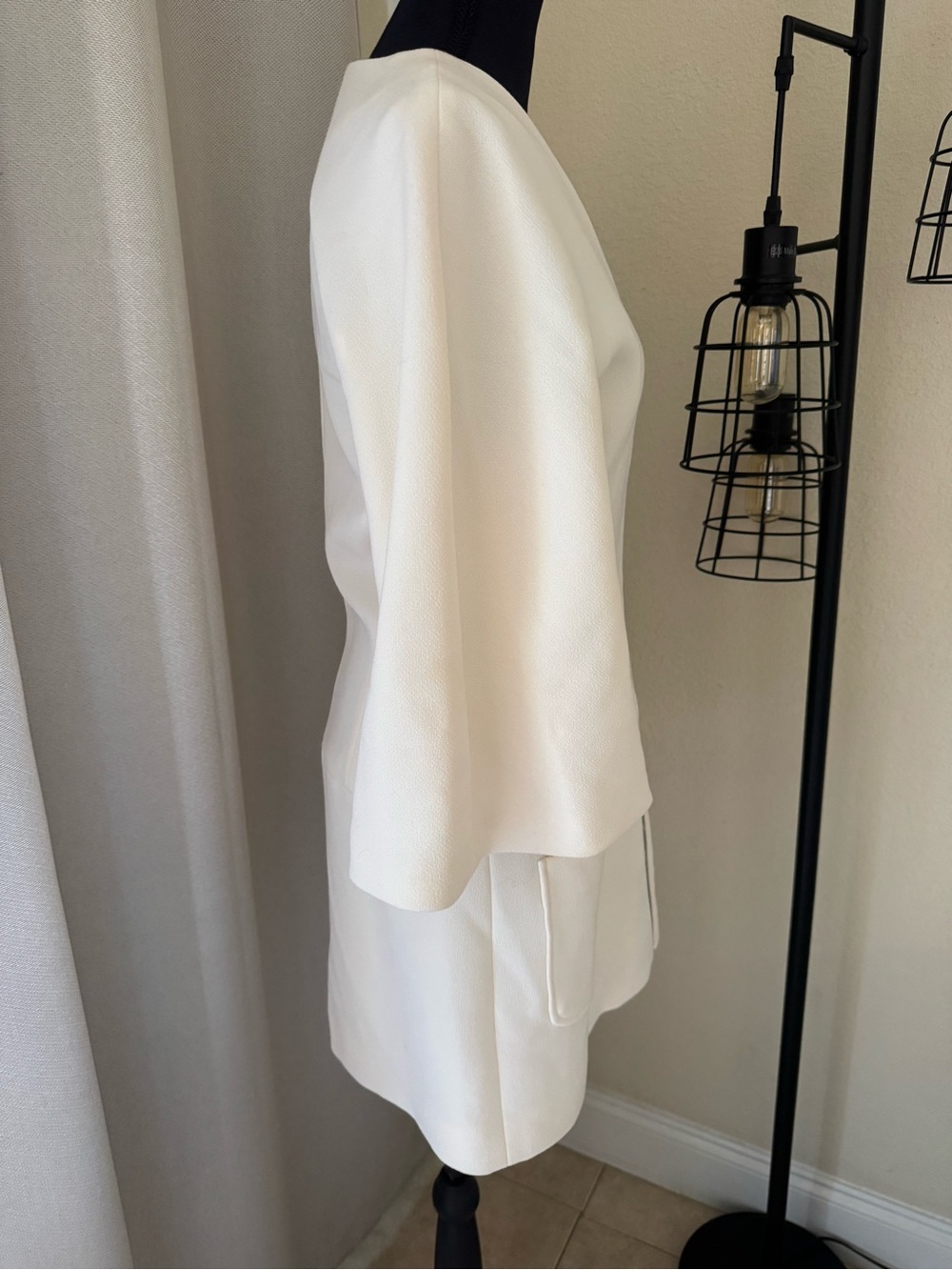 ALEXIS Dominique Ivory Wool Zip Front Mini Dress Size S Designer Pocket Dress - Picture 7 of 10